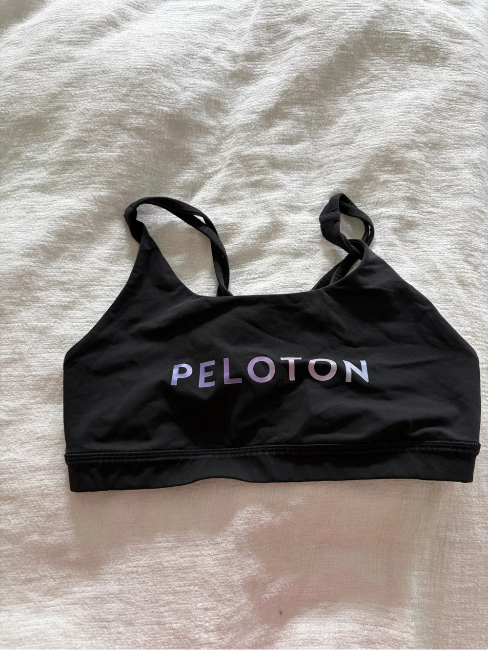 lululemon athletica Black Sports Bra with Iridescent Lavender Logo